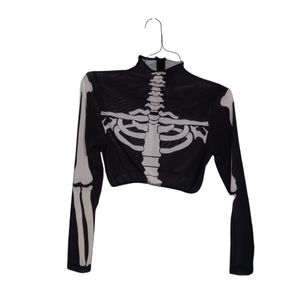 Skeleton Long Sleeve Crop Top